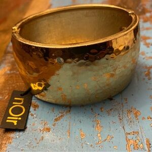 nOir Gold Hammered Cuff Bracelet